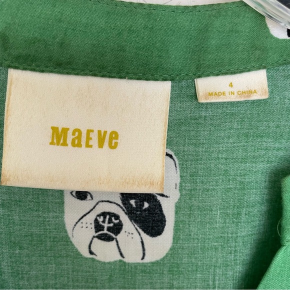 Anthropologie Maeve French Bulldog Print Button Front Long Sleeve Shirt - Picture 7 of 11